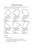 Properties of shapes KS2 worksheet | Teaching Resources