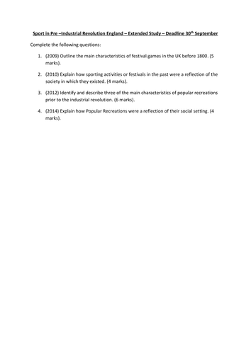 AS PE Edexcel - Sport in Pre Industrial Revolution England | Teaching ...