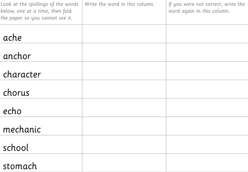 spag year 3 4 spelling the k sound spelt ch teaching resources