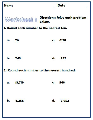 Rounding and Estimation (Whole Numbers) | Teaching Resources