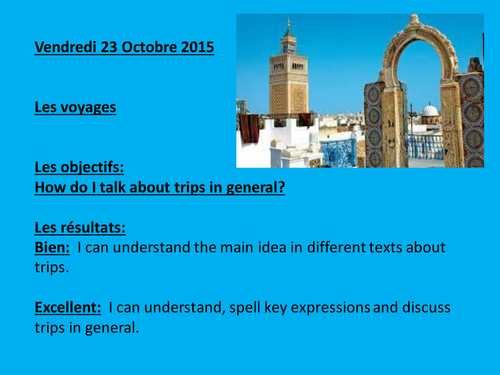 To use with AQA French GCSE, all about trips/ les voyages.