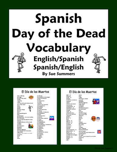 Spanish Day Of The Dead Vocabulary Reference Dia De Los Muertos 