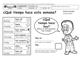 Download SPANISH-AT-SCHOOL-Y4/5: The weather forecast for the week/ Crossword | Teaching Resources