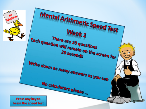 Mental Arithmetic Tests - Bundle containing Weeks 1 - 6
