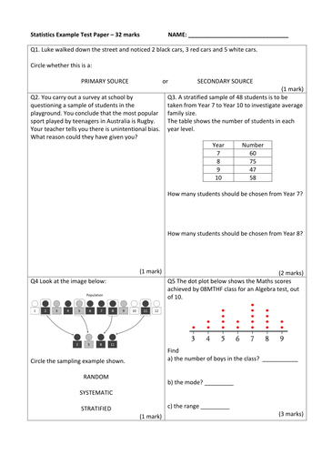 statistics year 8 math review teaching resources