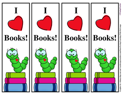 Bookworm Bookmarks - Color and B&W
