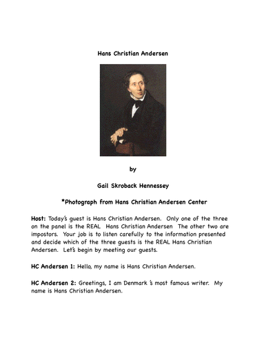 Hans Christian Andersen(A Reader's Theater Script)