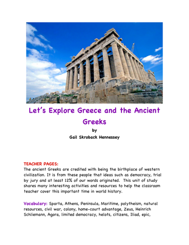 Greeks! Let's Learn about the Greeks and Greece(A Unit of Study/Activites/Links)