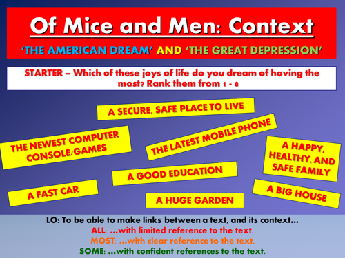 Of Mice and Men - Context: The American Dream and The Great Depression