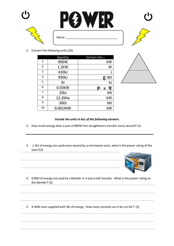 Calculating Power | Teaching Resources