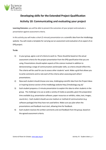 Developing skills for the Extended Project Qualification and other ...