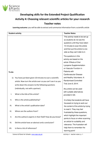 Developing skills for the Extended Project Qualification and other ...