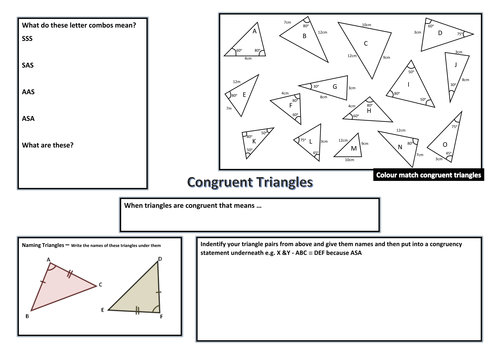 congruency in triangles resources tes