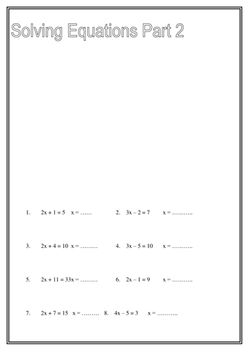 Solving 2 Step Equations Homework | Teaching Resources