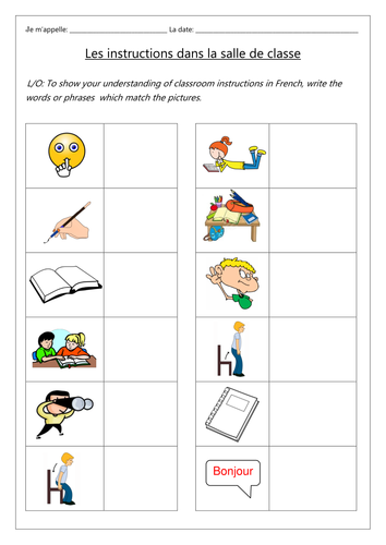 FRENCH - Classroom Instructions - Les Instructions de la Classe ...