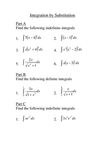 A Level Integration Selection | Teaching Resources