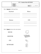 Parts of a computer worksheet | Teaching Resources