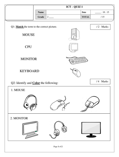 worksheets for grade 1 computer free computer of Afreenkh  worksheet by Teaching  Parts a