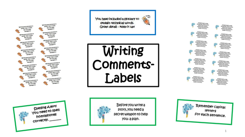 Assessment of Writing - Comprehensive ready made writing comments on ...