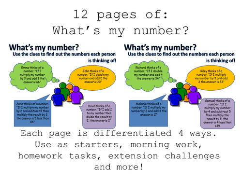 what's my number? maths cards