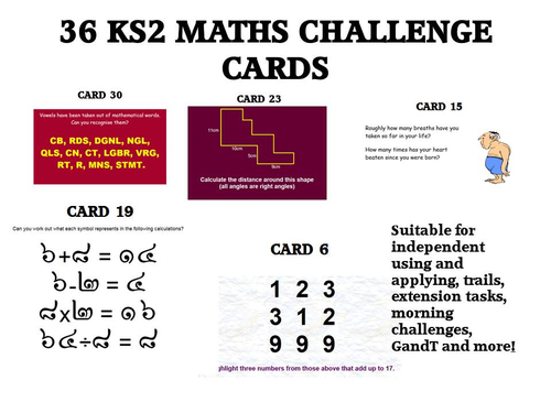 36 KS2 MATHS CHALLENGE CARDS