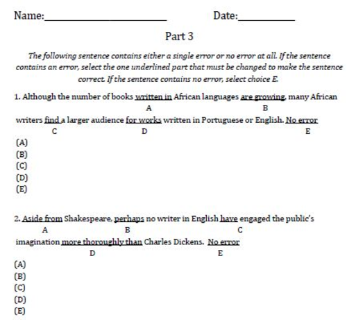 GED Language Arts Quiz | Teaching Resources