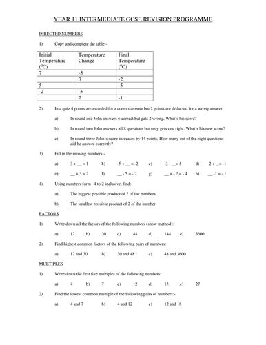 gcse revision homework