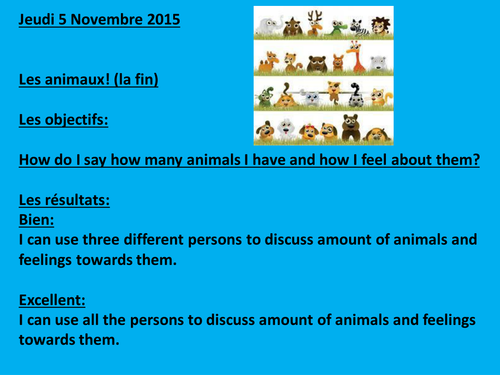 Les animaux:  Verb to have with feeling verbs and how to make the plural and the singular, reading!