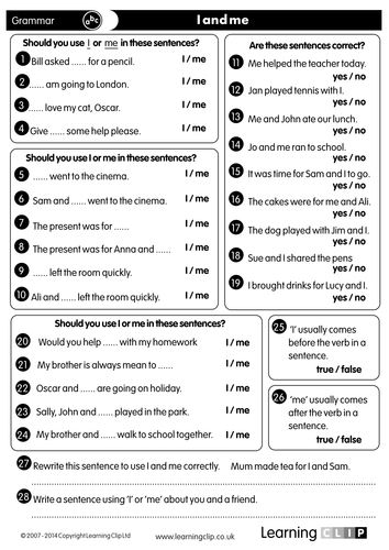 40 KS2 FREE Grammar and Punctuation Worksheets - for Print, Whiteboard ...