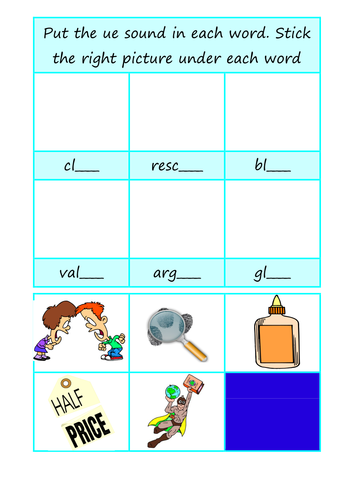 Phonics worksheets oa and ue graphemes | Teaching Resources