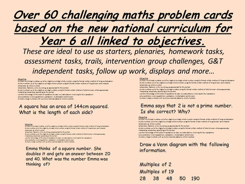over 60 year 6 new curriculum Challenges