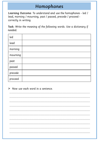 Homophones : Year 5 and 6 | Teaching Resources