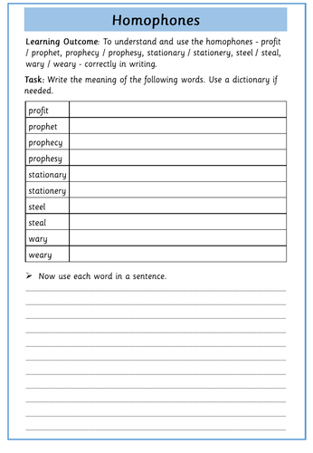 Homophones : Year 5 and 6 | Teaching Resources