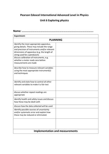 Physics practical worksheets | Teaching Resources