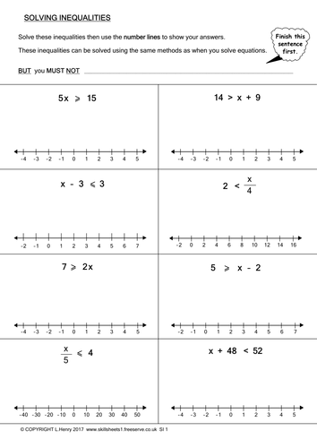 Solving Inequalities | Teaching Resources