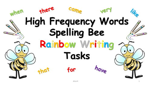 High Frequency Words Spelling Bee - Tasks that Promote Mastery of Early ...