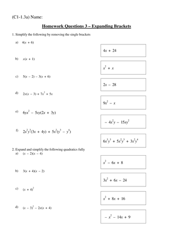 C1 expanding Brackets with Answers | Teaching Resources