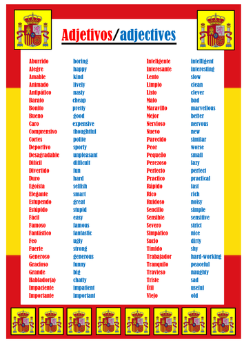 spanish-adjectives-teaching-resources