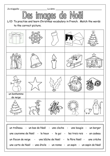 FRENCH - CHRISTMAS - Des Images de Noël - Worksheets