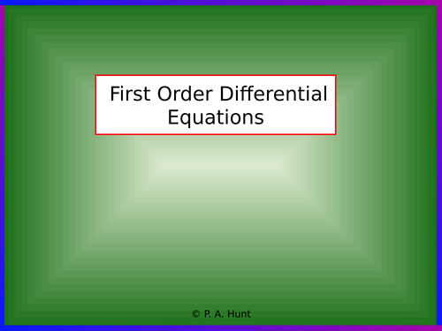 First Order Differential Equations (A-Level Further Maths)