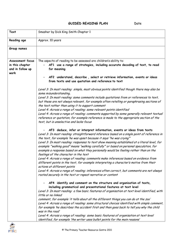 Smasher Guided Reading Plans