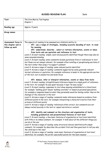 The Iron Man Guided Reading Plans