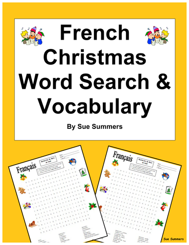 French Christmas Word Search Worksheet and Vocabulary