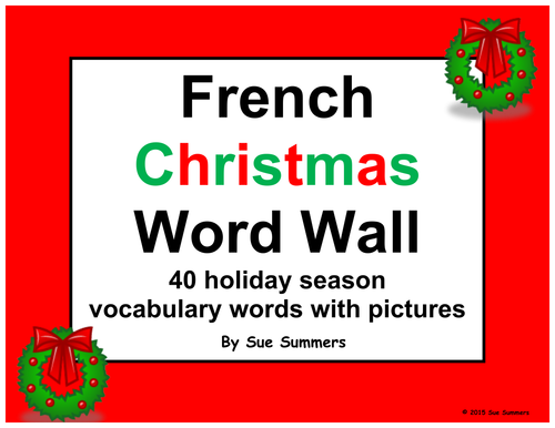 French Christmas Word Wall / Noel - 40 Words with Pictures 2 Versions