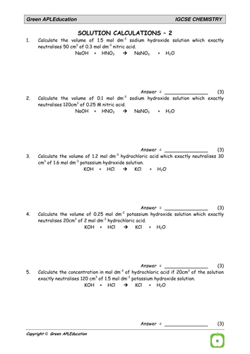 IGCSE Chemistry Questions Package by greenAPL - UK Teaching Resources - TES