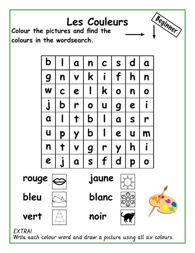 Basic French colours and numbers wordsearches. | Teaching Resources