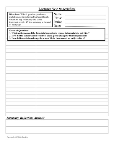 Imperialism Lecture, Cornell Notes, Graphic Organizer (World History) by ChalkDustDiva ...