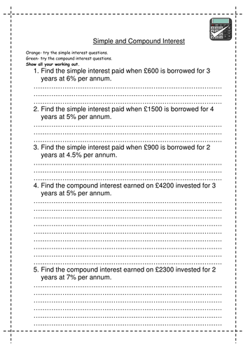Simple and Compound interest | Teaching Resources