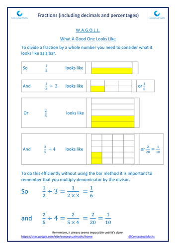 New Curriculum Year 6 Fractions: divide fractions by whole numbers ...