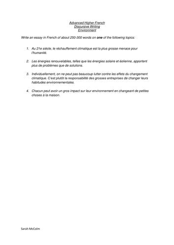 Writing a discursive essay in french